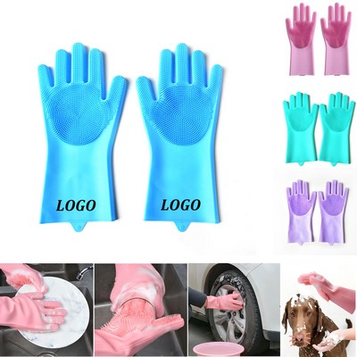 Silicone Dishwashing Gloves With Scrubbers