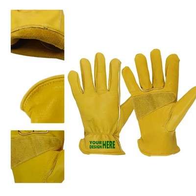 Yellow Cowhide Leather Work Gloves(Ocean)