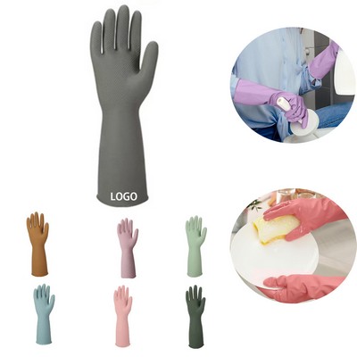 Reusable Rubber Cleaning Gloves Non Slip Dishwashing Flocked