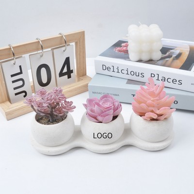 Three consecutive exquisite artificial plant pots