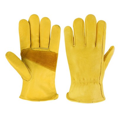 Cowhide Leather Work Gloves With Warm Lining