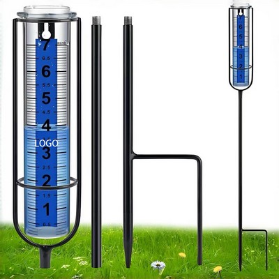 7" Upgraded Rain Gauge with Stake for Garden Deck Lawn