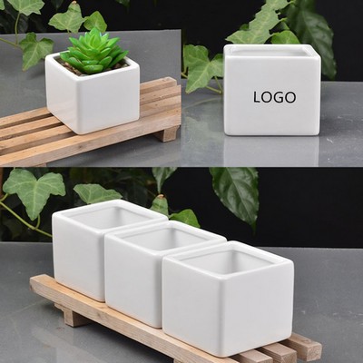 Mini Ceramic Plant Pot w/Optional Logo