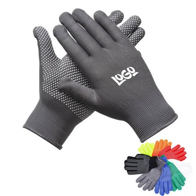 Breathable Nylon with PVC Dotted Anti-Slip Gloves